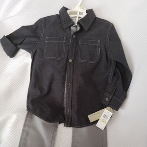 Calvin Klein Boys Shirt Pant Set Youth 2 Piece